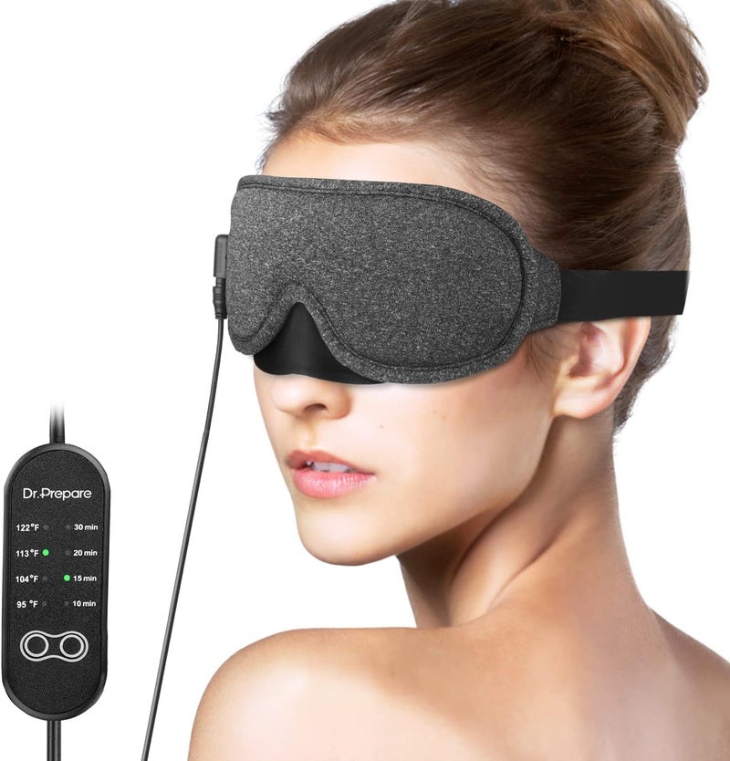 Dr. Prepare DR.PREPARE Heated Eye Mask, USB Eye Mask for Dry Eyes with Temperature & Timer Control, Earplugs, Warm Eye Compress Heating Pad for Sleep, Dry Eyes, Blepharitis, Dark Circles, MGD and Puffy Eyes - Image 1